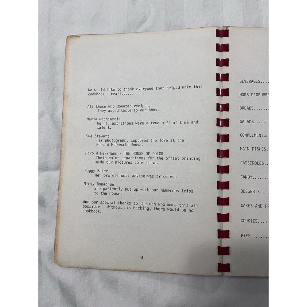 1983 Ronald McDonald House Cookbook Taste of Love Pittsburgh PA Spiral Vintage